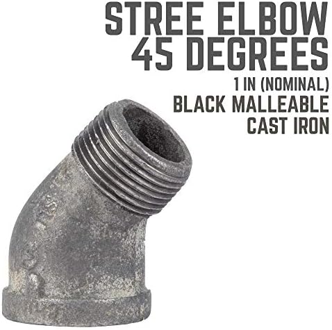 PIPE DECOR 1" 45 Degree Street Elbow Fitting, Malleable Iron, Fits One Inch - Image 3