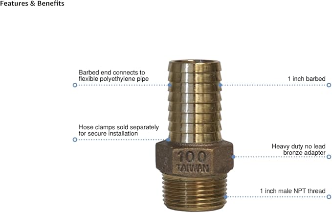 MFG No-Lead Bronze Adapter Inch Brass Male Adapter, Connects Submersible Pumps - Image 6