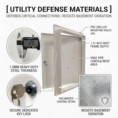 12x20 Lockable Galvanized Access Panel 1.2mm Steel Drywall Door - Image 3