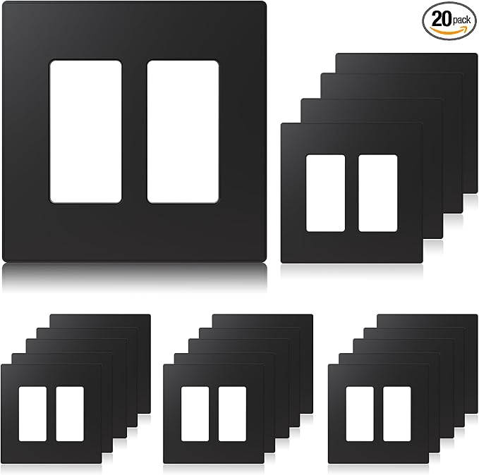 ELEGRP 2-Gang Screwless Decorative Wall Plates, Mid-Size Cover Plates, by ELEGRP%7CELEGROUP