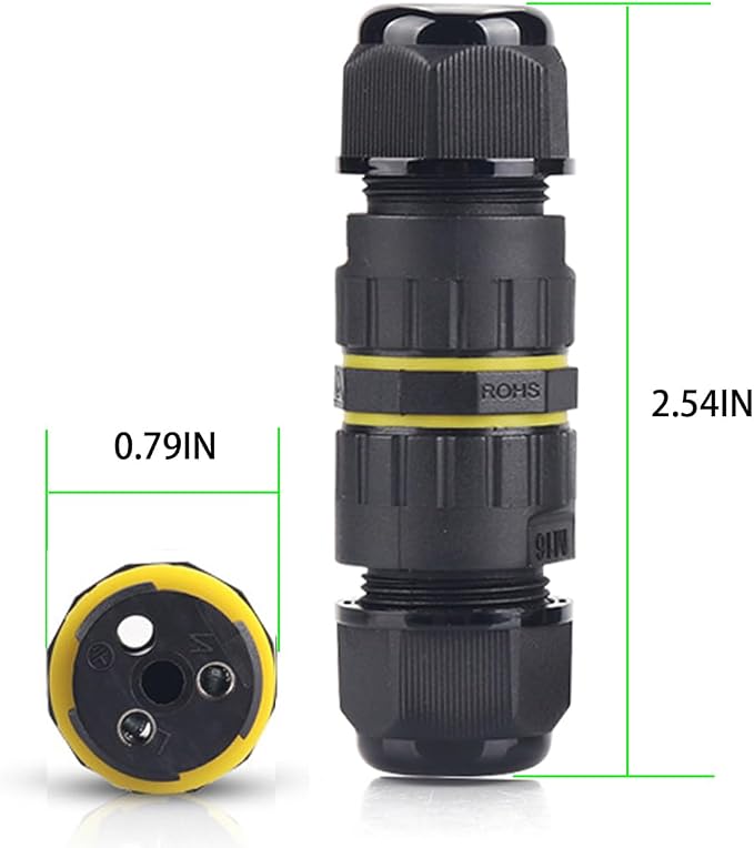 IP68 Waterproof 2 Way 2 Pin Junction Box Electrical Cable Connector, 5 Pack - Image 3