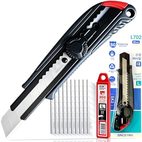 18mm Heavy Duty Utility Knife, Screw Lock Box Cutter by SINSEUNG