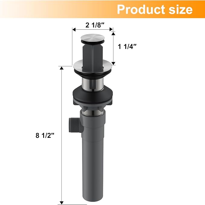Pop-Up Sink Drain Stopper with Lift Rod and Overflow, Brushed Nickel - Image 7