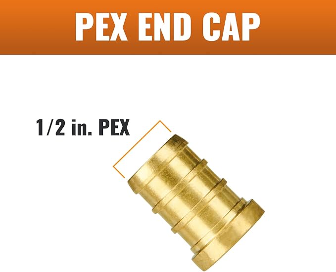 50-Pack 1/2 Inch PEX Plug End Cap Fittings | Brass - Image 2