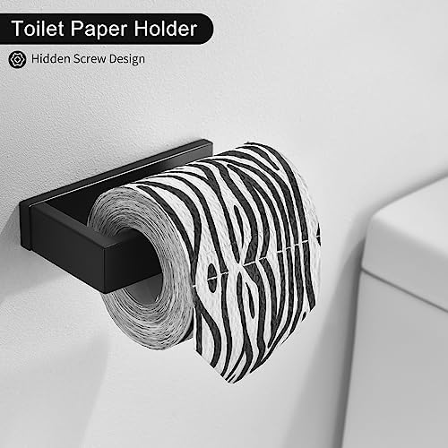 Black Towel Bar Set, 4-Pieces Bathroom Hardware Set Modern Bathroom Towel - Image 5
