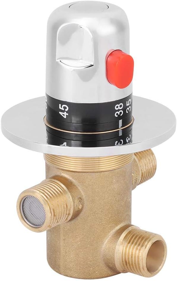 3 Way Thermostatic Valve, G1/2in 3 Way Brass Thermostatic Mixing Valve Faucet - Image 5