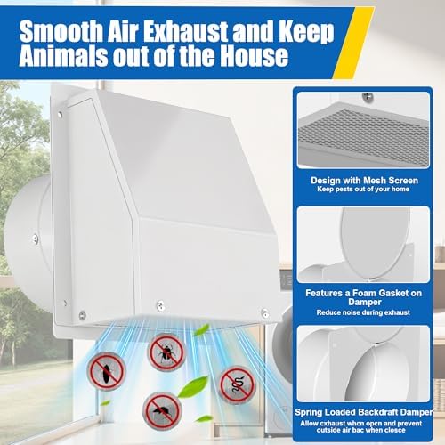 5 inch Dryer Vent Cover Outside Exhaust Vent Hooded Wall Vent Cover - Image 3