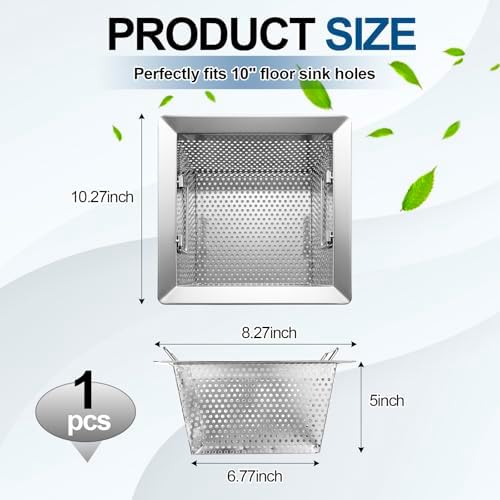 Tuanse 10 x 10 x 5 Inches Stainless Steel Commercial Floor Drain Strainer - Image 2