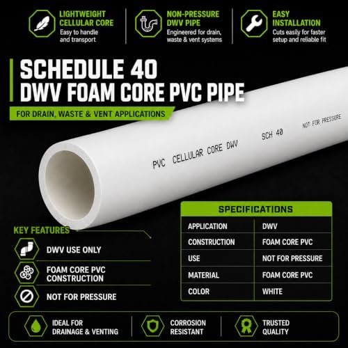 Schedule 40 DWV PVC Foam Core Pipe, 1-1/2 to 6 Inch Diameter, Cut to Length - Image 2