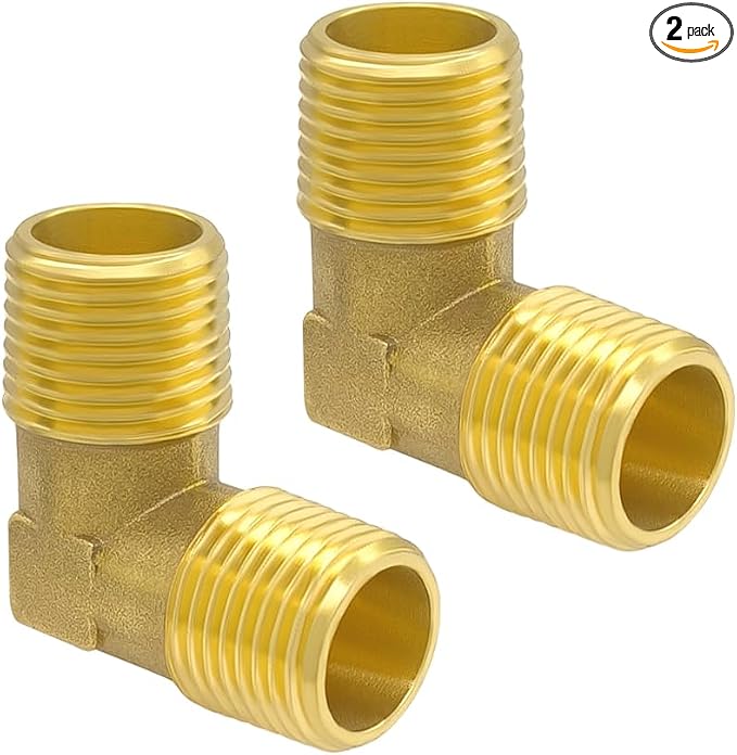Hooshing 2PCS 90 Degree Street Elbow 1/2" NPT Male to 1/2" NPT Male Solid Brass by Hooshing