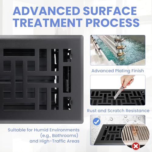 Howeall 4x10 Inches Heavy Duty Walkable Floor Register Easy Adjust Air Supply - Image 3