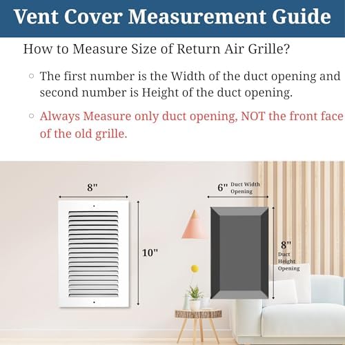 6 x 8 Inch Return Air Vent Cover, Solid Steel HVAC Grille - Image 2