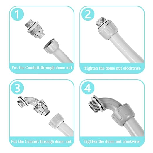 25FT 1/2" NPT PVC Liquid Tight Conduit Kit UL 5 Straight 3 Angle Connector | UV - Image 4