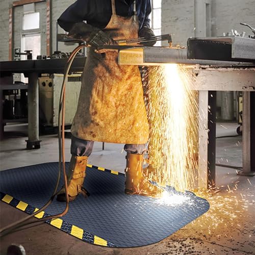 M+A Matting Hog Heaven Industrial-Grade Anti-Fatigue Mat | OSHA Yellow Striped - Image 3