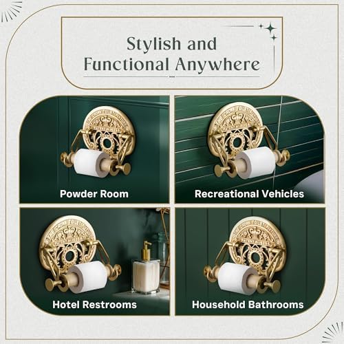 Bright Brass Wall Mount Toilet Paper Holder 7.25" Wide Vintage Crown Style - Image 6