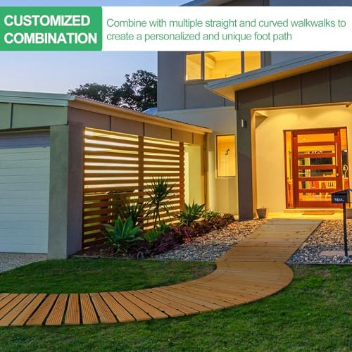 RELIANCER 8' Wooden Garden Pathway, Outdoor Roll Out Cedar Straight Walkway - Image 7