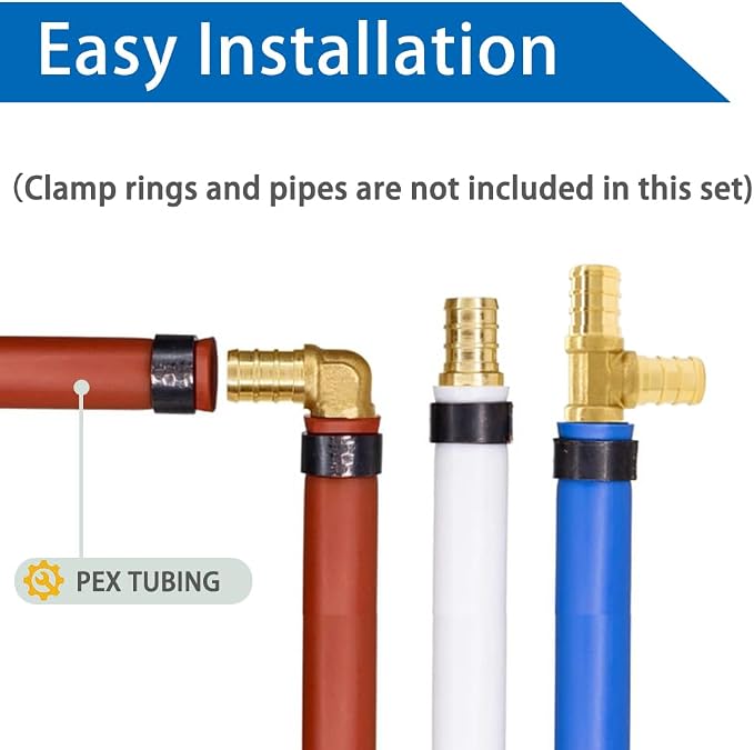 Hooshing 12 Pack 3/4" PEX Fitting Combo, Straight Coupling, Tee Set | Heavy - Image 3
