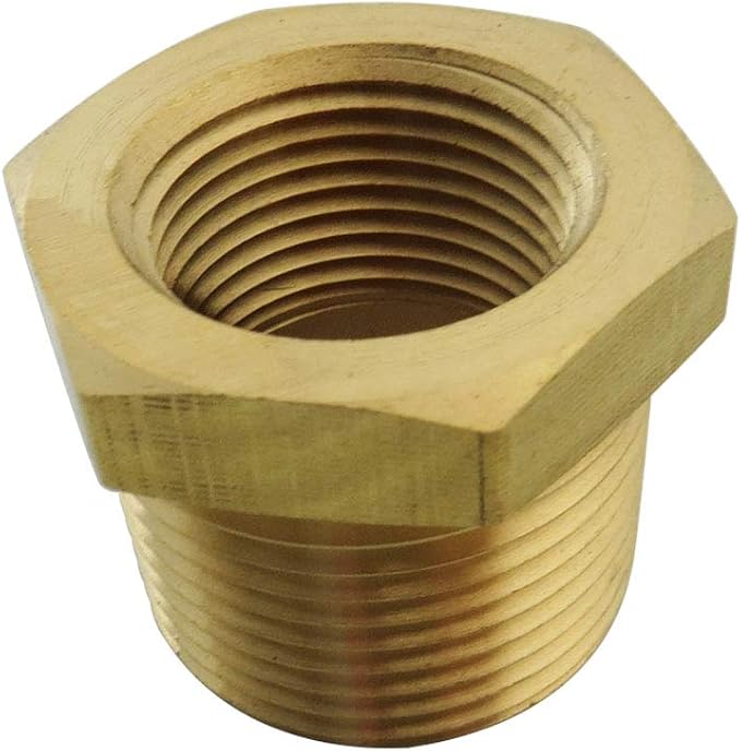 1" NPT Male x 3/4" NPT Female Reducer Bushing Adapter Brass Hex Reducing Pipe - Image 4