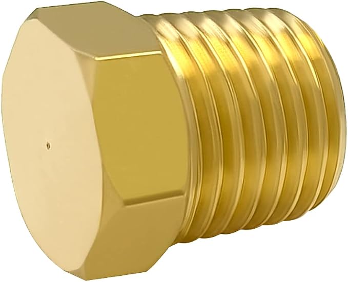 Hooshing 6PCS Brass Pipe Fittings 1/8" NPT Male Outer Hex Head Pipe Plug - Image 5
