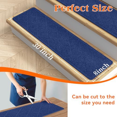 Stair Treads for Wooden Steps 15 PCS, Non Slip Stair Rugs Blue - Image 3