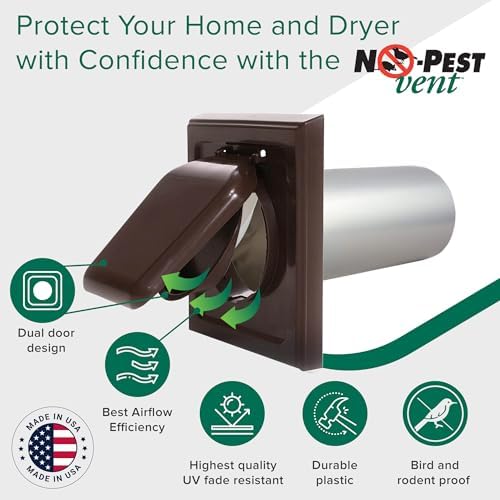 NO-PEST VENT Dual Door Dryer Vent Cover 4 Inch Outdoor, Made in USA, Highest - Image 4