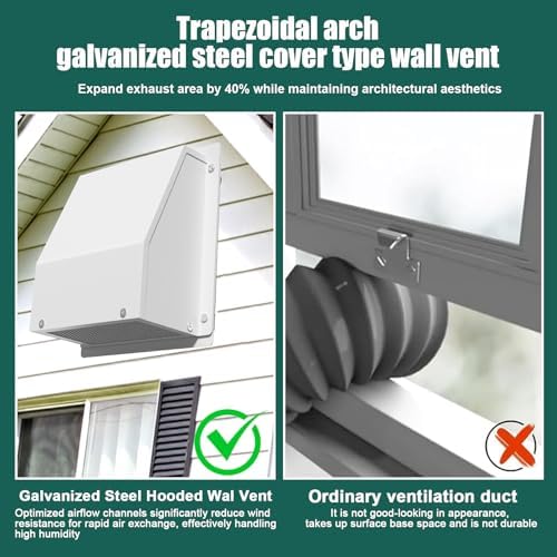 10 inch Wall Vent Cover for Dryer Vent, Outdoor Wall Exhaust Vent Cap Exterior - Image 6