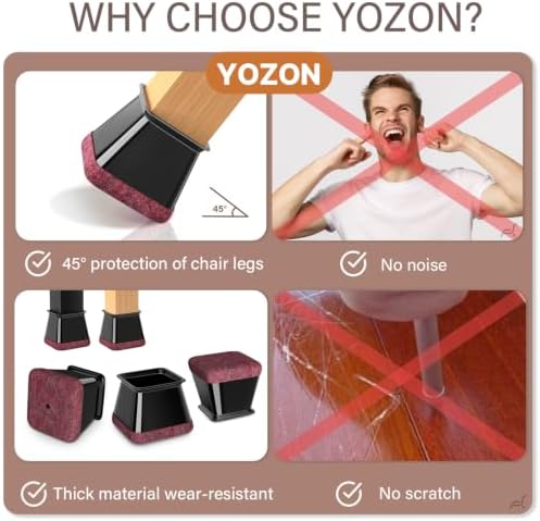 YOZON Chair Leg Floor Protector Silicone Caps Felt Furniture Pads Covers - Image 5