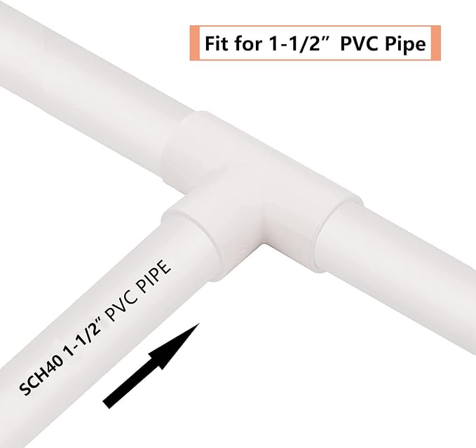 5Pack 3 Way 1-1/2" PVC Tee PVC Pipe Fittings Connector Furniture Grade SCH40 - Image 3