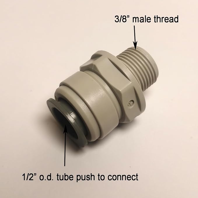 Acetal Copolymer Male 3/8" to 1/2" OD Tube Fitting, male adapter push to connect - Image 2
