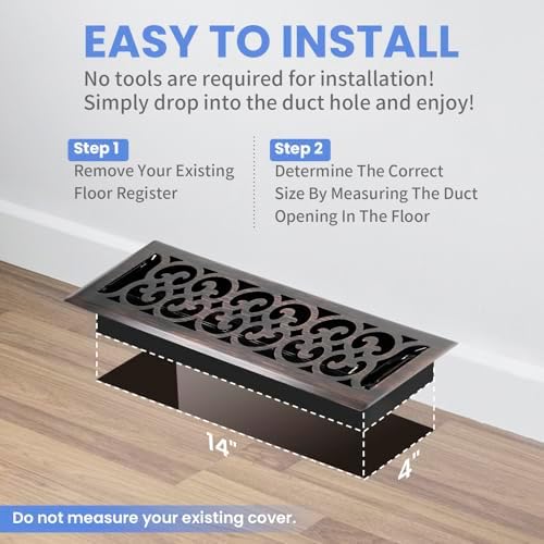 Howeall 4x14 Inches Heavy Duty Walkable Floor Register Easy Adjust Air Supply - Image 6