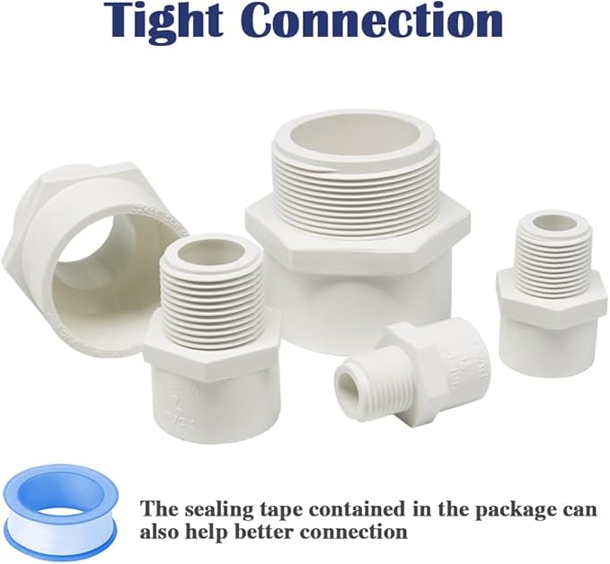 9PCS 3/4 Inch Male Thread White PVC Fittings 2-Way PVC Pipe Coupling Adapter - Image 5