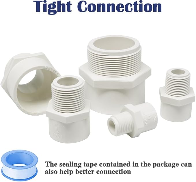 10PCS 1/2 Inch PVC Coupling Fittings White Male Thread PVC Pipe Fitting Adapter - Image 5