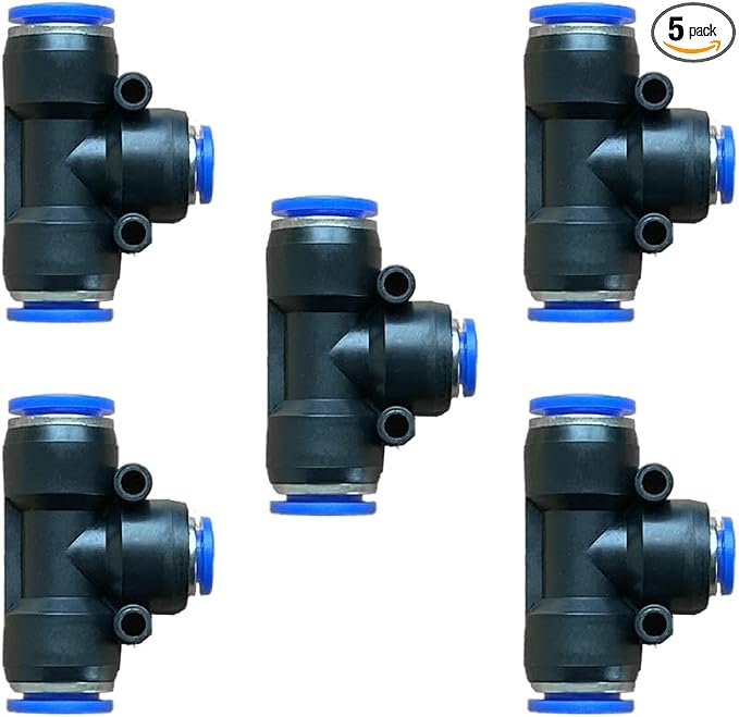 5 Pcs 12mm x 8mm x 12mm Pneumatic T Shaped 3 Way Tube Reducer Connector by ROZESAZZ