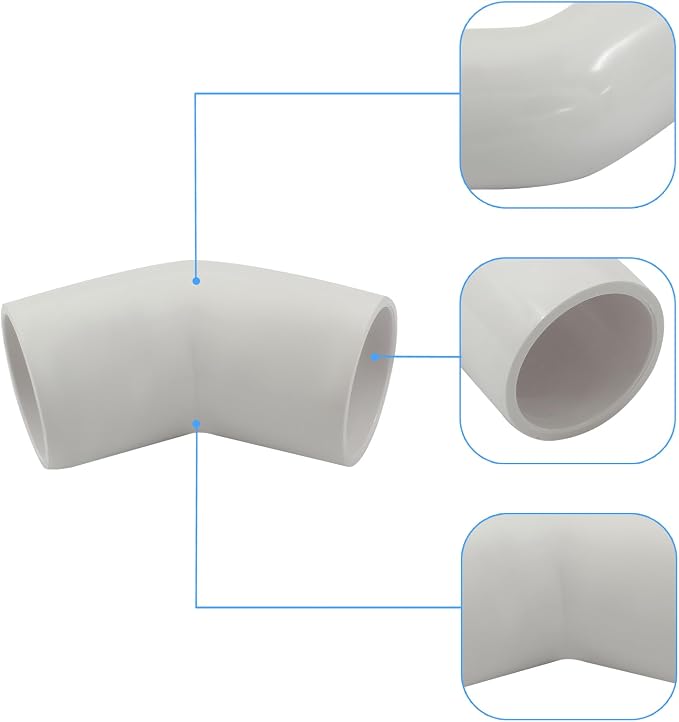 Piutouyar 4 Pcs 3/4" 45 Degree Elbow PVC Pipe Fitting, 2 Way | Furniture Grade - Image 5