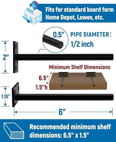 LEOPO 4-Pack 6 inch Floating Shelf Brackets, Hidden Shelf Bracket - Image 3