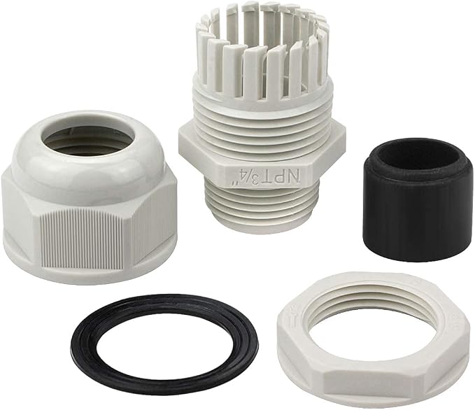 XHF 2 Pcs 3/4" IP68 Strain Relief Nylon Cord Grip Waterproof NPT Cable Glands - Image 4