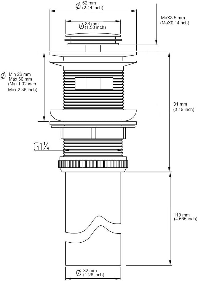 Bathroom Sink Pop Up Drain Assembly - Image 6