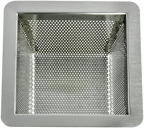 GSW Stainless Steel Floor Sink Drain Basket Strainer 10”W x 10”L x 5”H by GSW