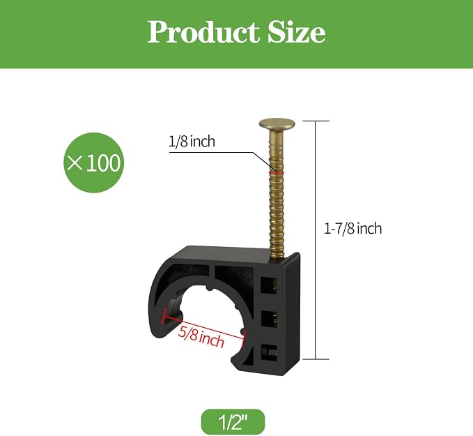 100 Pack 1/2" Half Clamps J-Hook - Image 3