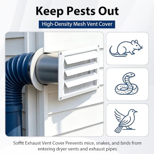 4 Inch Louvered Dryer Vent Cover Outside, Outdoor Exhaust Vent Cover - Image 3