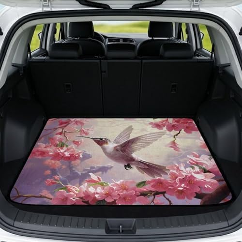 Hummingbird Cherry Print Work Trunk Mat Heavy Duty Foldable Cargo Liner by Mintulipy