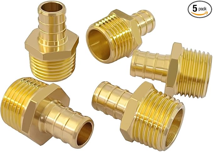 Hooshing 5PCS Pex Fitting 3/4" Male NPT to 1/2" Pex Male Adapter | Heavy Duty by Hooshing