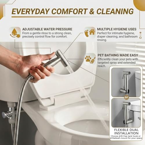 BARROCK Handheld Bidet Sprayer for Toilet, Stainless Steel Metal Made Baby - Image 2