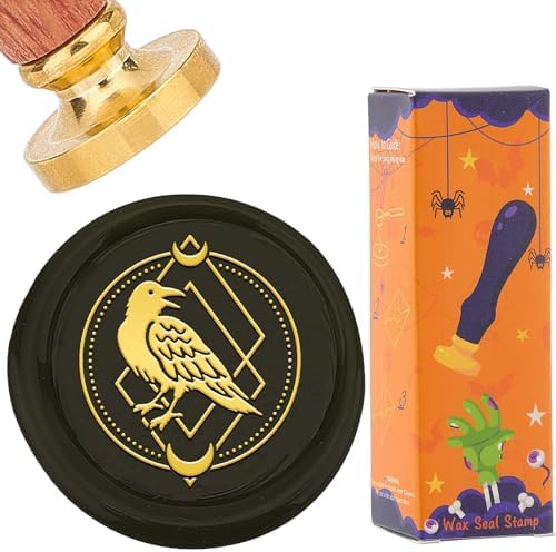 CRASPIRE 1.18In/30mm Raven Wax Seal Stamp Rhomboid Crow Moon Crystal Halloween by CRASPIRE