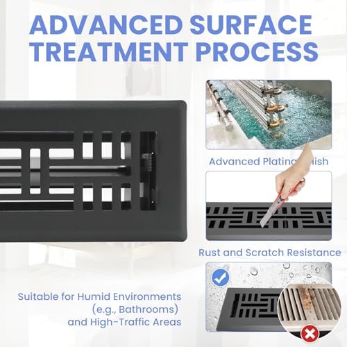 Howeall 2x10 Inches Heavy Duty Walkable Floor Register Easy Adjust Air Supply - Image 3