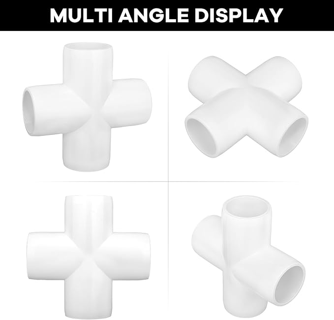 12 Pack 3/4" Cross PVC Fitting Connector, 4-Way Cross Furniture Grade Elbow - Image 6
