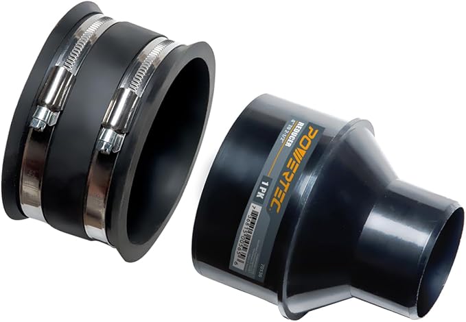 POWERTEC 70322 4 Inch to 2-1/2 Inch Reducer and 4 Inch Dust Control Flex Cuff by POWERTEC
