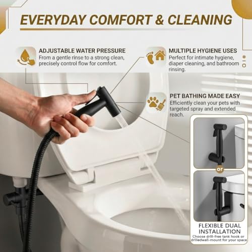 BARROCK Handheld Bidet Sprayer for Toilet, 2 Pack Stainless Steel Metal Made - Image 2