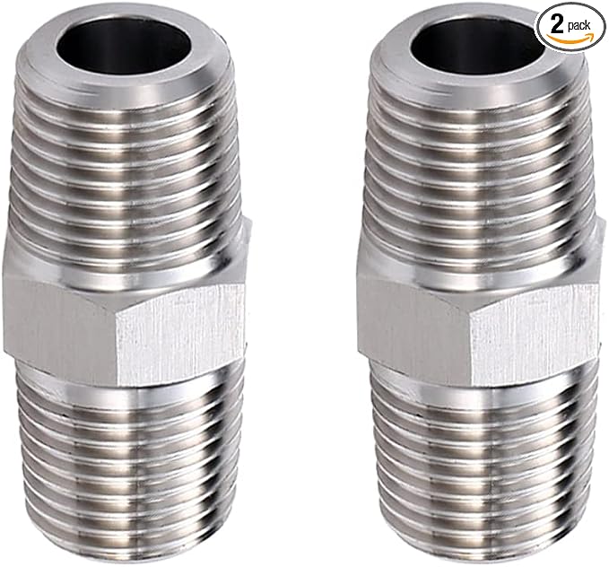 3/4" Male to 3/4" Male NPT Hex Nipple, 304 Stainless Steel Threaded Pipe by JoyTube
