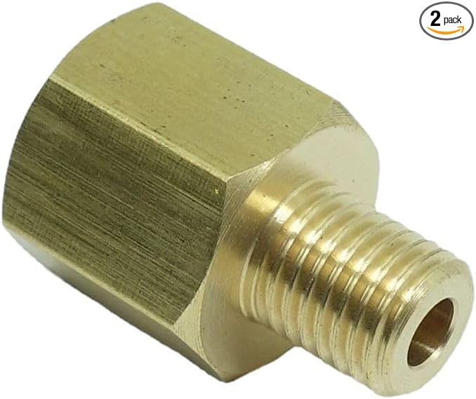 2 Pcs 1/8" NPT Pipe Female x M8*1 Male Metric Gauge Adapter Brass by CDQBWKJGFJ